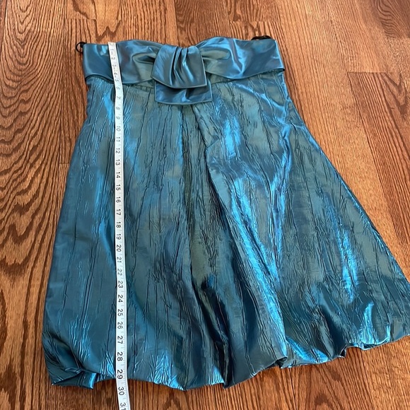 JUMP APPAREL Junior formal mini dress strapless bow / crinkle / balloon hem 13 - Picture 11 of 12